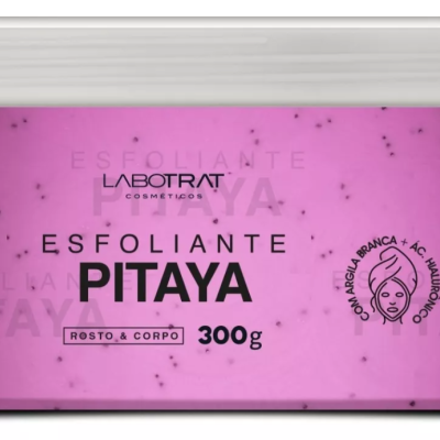 Frasco de esfoliante Pitaya Labotrat Cosméticos rosa com tampa branca