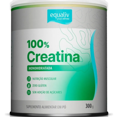 Frasco de suplemento alimentar 100% creatina monohidratada Equaliv