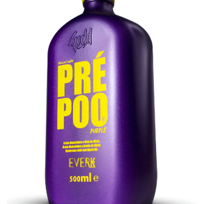 Frasco roxo com tampa amarela do produto PRÉ POO PURPLE da EVERK