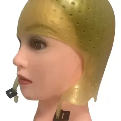 Touca&#x20;Para&#x20;Mechas&#x20;Silicone&#x20;Robson&#x20;Peluquero&#x20;2&#x20;Mil&#x20;Furos&#x20;Amarelo