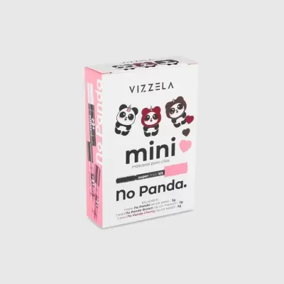 Embalaem do produto Vizzela mini no Panda com desenhos de pandas e texto