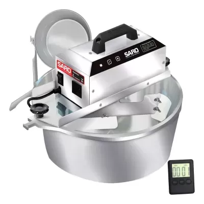 Misturadora industrial SARO prateada com temporizador digital