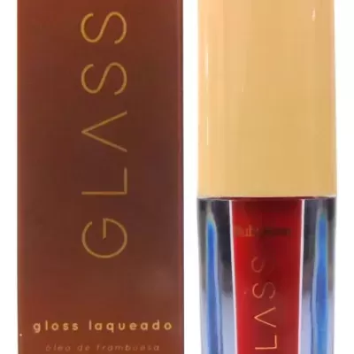 Gloss labial Ruby Rose GLASS em embalagem castanha e aplicador com tampa bege