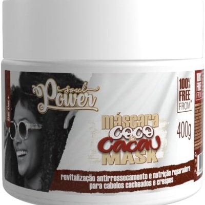 Máscara capilar coco e cacau para cabelo cacheado e crespo