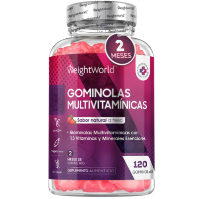 Frasco de gominolas multivitamínicas WeightWorld cor-de-rosa