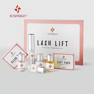 Kit para permanente de pestanas ICONSIGN com vários frascos e embalagens