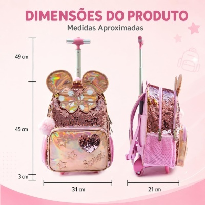 Kit&#x20;Mochila&#x20;de&#x20;Rodinhas&#x20;Infantil&#x20;&#x2B;&#x20;Lancheira&#x20;&#x2B;&#x20;Estojo&#x20;-&#x20;Estilo&#x20;Princesa&#x20;com&#x20;Lantejoulas