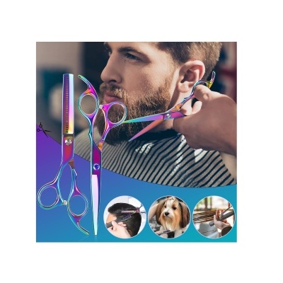 Conjunto de tesouras iridescentes para corte de cabelo e tosquia de cães