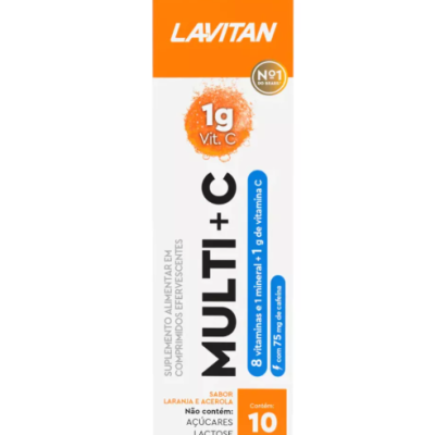 Embalagem de comprimidos efervescentes LAVITAN MULTI+C sabor laranja e acerola