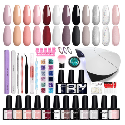 Conjunto completo de esmaltes gel com ferramentas de manicure e acessórios