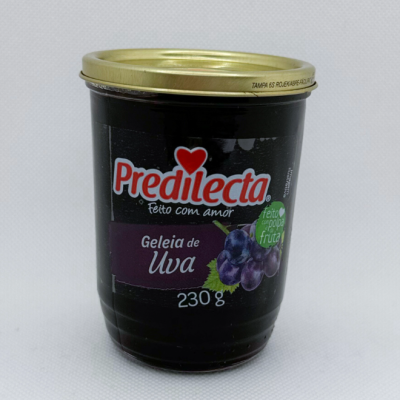 Frasco de geleia de uva Predilecta com tampa dourada