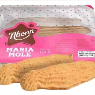 Embalagem de Maria Mole Nbounn 144 g com barras amarelas
