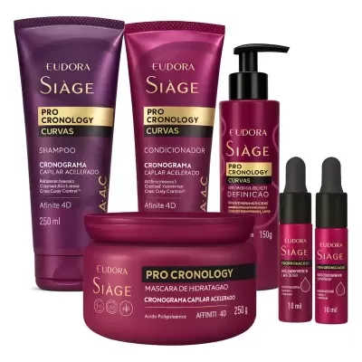 Conjunto de produtos de cuidado capilar Eudora Siàge Pro Cronology Curvas