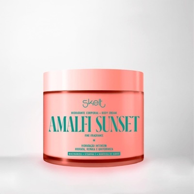 Frasco de creme corporal hidratante Skelt Amalfi Sunset cor de salmão com tampa