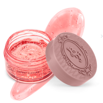 Máscara jelly rosa com embalagem e tampa decorada