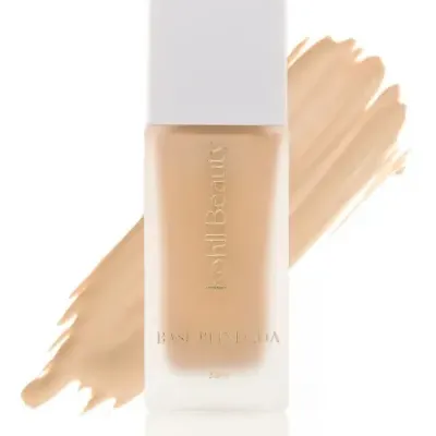 Frasco de base líquida Kohll Beauty em vidro fosco com tampa branca