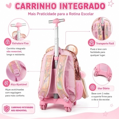 Kit&#x20;Mochila&#x20;de&#x20;Rodinhas&#x20;Infantil&#x20;&#x2B;&#x20;Lancheira&#x20;&#x2B;&#x20;Estojo&#x20;-&#x20;Estilo&#x20;Princesa&#x20;com&#x20;Lantejoulas