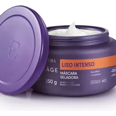 Frasco roxo aberto com creme branco e rótulo com texto em português