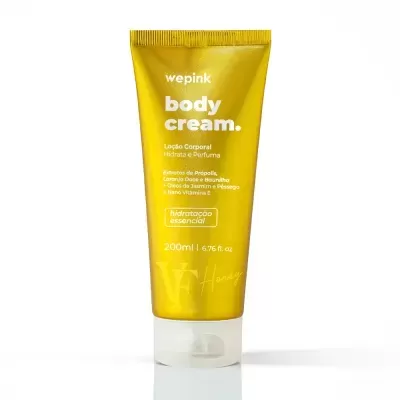 Tubo amarelo de loção corporal wepink body cream de 200ml
