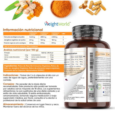 C&#x00FA;rcuma&#x20;Org&#x00E2;nica&#x20;1440mg&#x20;com&#x20;Gengibre&#x20;e&#x20;Pimenta-do-Reino&#x20;180&#x20;c&#x00E1;psulas