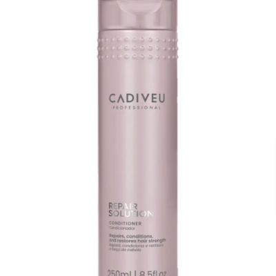 Frasco rosa claro de condicionador CADIVEU PROFESSIONAL REPAIR SOLUTION