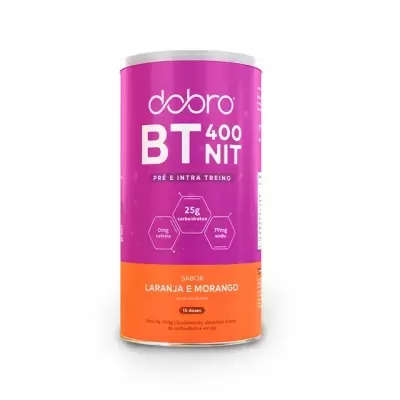 Lata de suplemento Dobro BT 400 NIT sabor laranja e morango