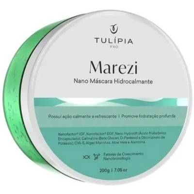 Embalagem redonda branca e verde de máscara facial Marezi Tulípia Pro