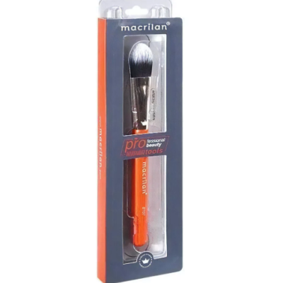 Pincel de maquilhagem Macrilan Pro em embalagem azul e laranja