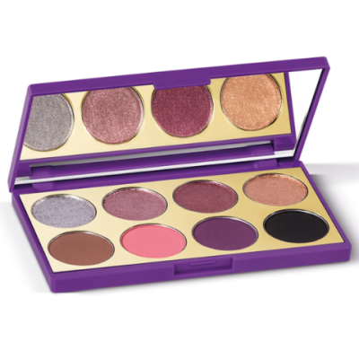Paleta de sombras de olhos em estojo roxo com espelho, nove cores variadas