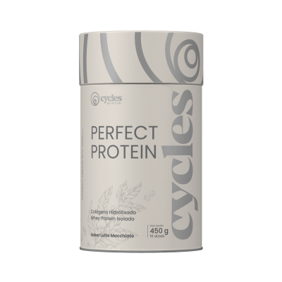 Embalagem de suplemento alimentar Perfect Protein sabor Latte Macchiato da Cycles Nutrition
