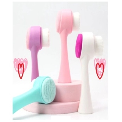 Escovas de limpeza facial em silicone coloridas com base oval