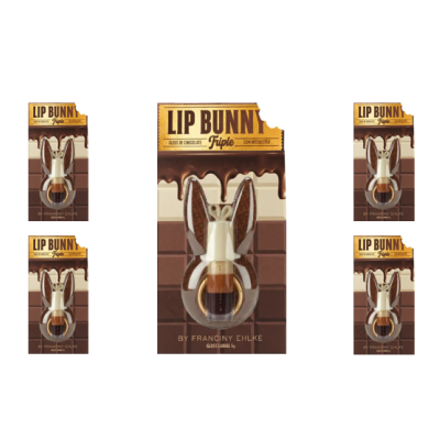 Embalagem de gloss labial LIP BUNNY Triple em design de chocolate com formato de coelho