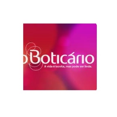 Logótipo oBoticário com fundo degradê vermelho, roxo e rosa