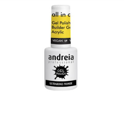 Frasco branco de primer para unhas da marca Andreia Professional com texto em rótulo.
