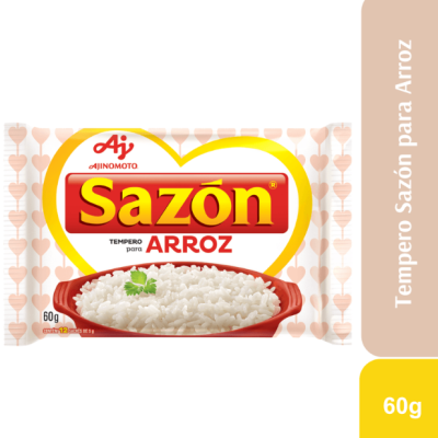 Embalagem de tempero Sazón para arroz 60g com imagem de arroz branco