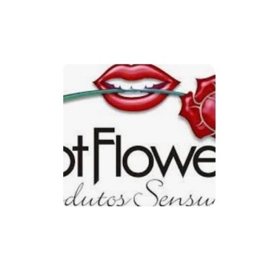 logótipo com lábios vermelhos segurando uma rosa e texto parcial em preto