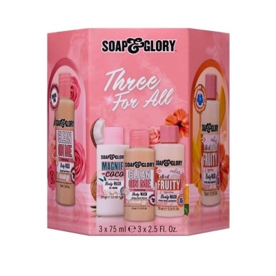 Conjunto de 3 Body Wash SOAP & GLORY Three For All com embalagem rosa