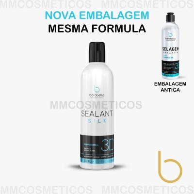 Embalagens antiga e nova do produto cosmético bórabella SEALANT SILK