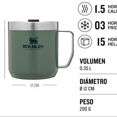 Caneca térmica verde com tampa inox e logótipo STANLEY