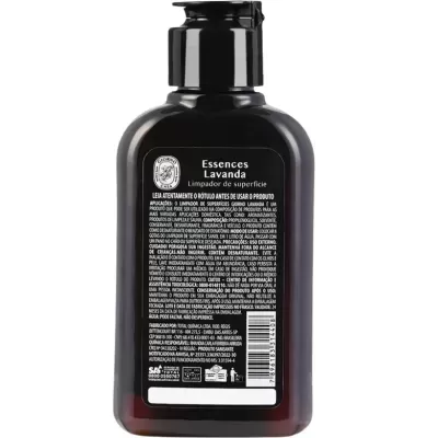 Frasco plástico castanho escuro com tampa preta e etiqueta com texto branco