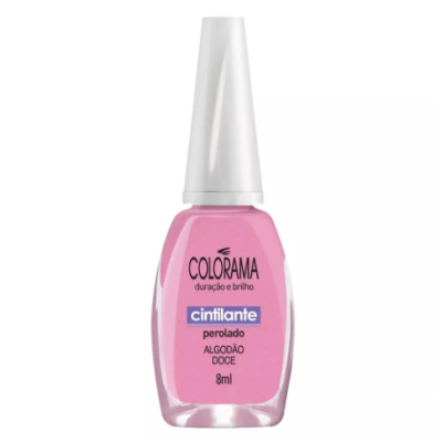 Frasco de verniz de unhas Colorama rosa algodão doce com tampa branca