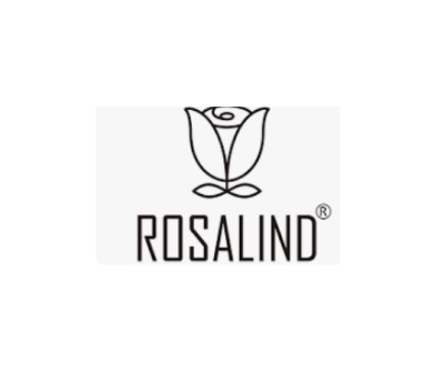 Logótipo preto da marca ROSALIND com uma rosa estilizada e texto