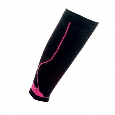 Manga de compressão preta com detalhes em rosa