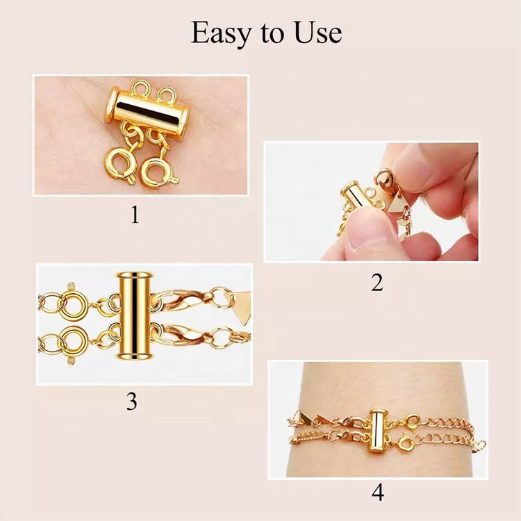 Instruções para usar fecho dourado em pulseira ou colar