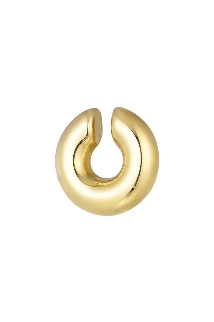 Anel aberto dourado liso em fundo branco