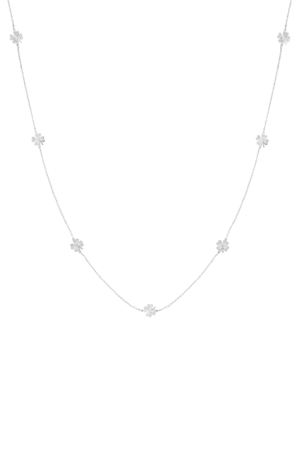 Colar prata com pendentes florais