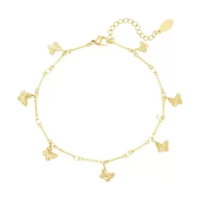 Pulseira dourada com pingentes de borboletas