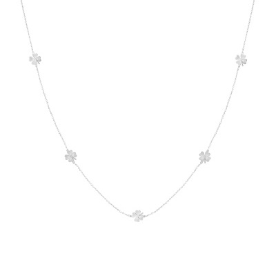 Colar prata com pendentes florais