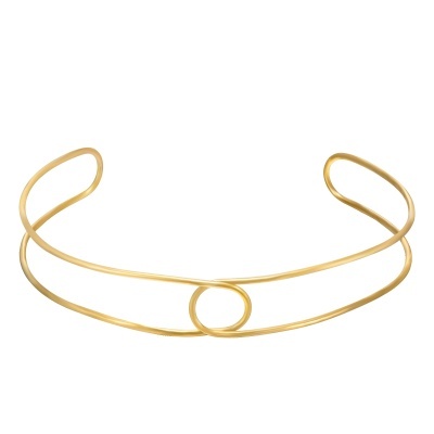 Pulseira bracelete dourada minimalista com círculo central