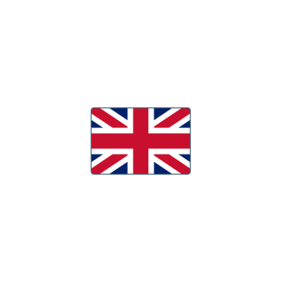 Etiqueta com a bandeira do Reino Unido sobre fundo branco